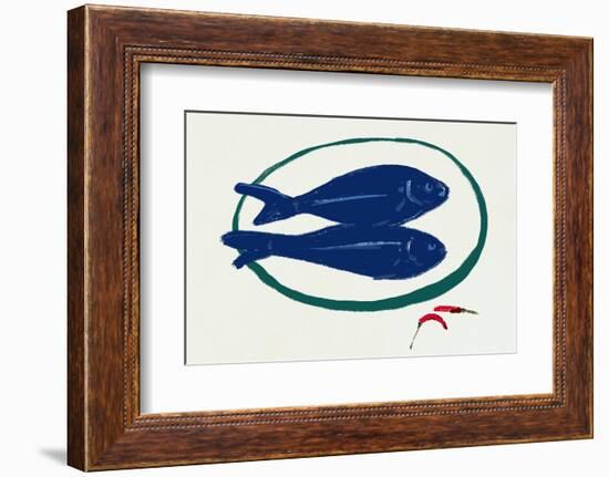Blue Fishes Still Life-Little Dean-Framed Photographic Print