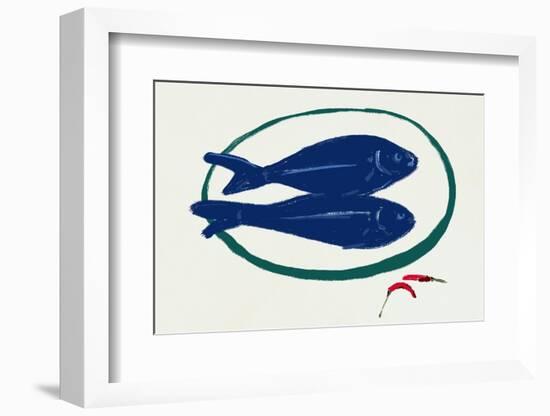 Blue Fishes Still Life-Little Dean-Framed Photographic Print