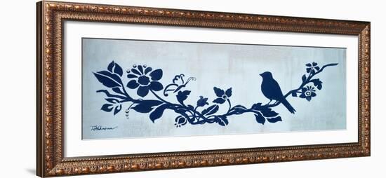 Blue Floral and Bird I-Tiffany Hakimipour-Framed Art Print