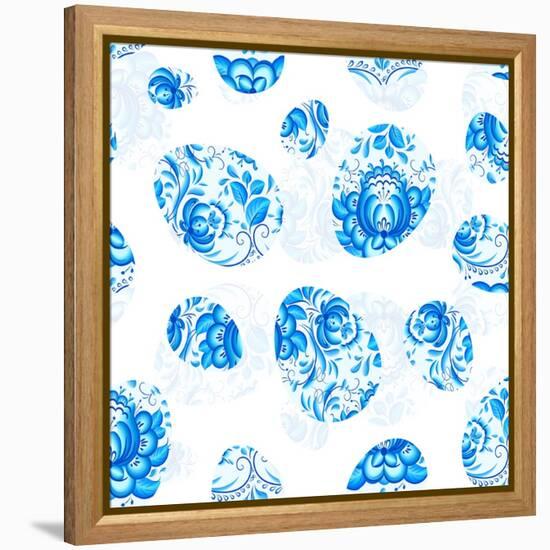 Blue Floral Easter Eggs Seamless Pattern-art_of_sun-Framed Stretched Canvas