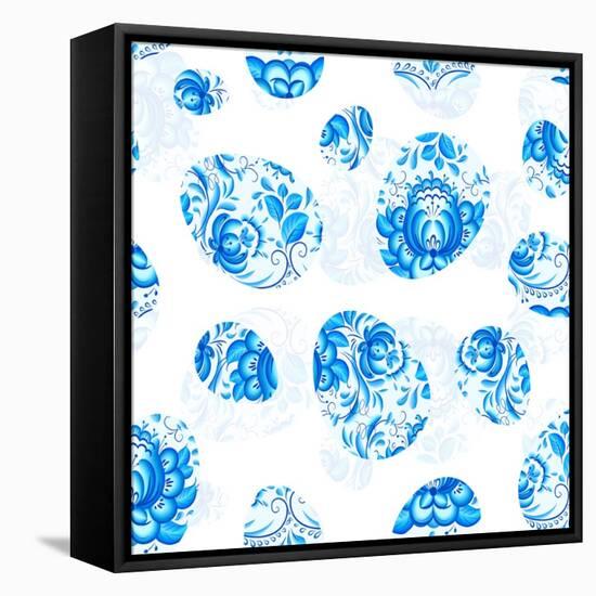Blue Floral Easter Eggs Seamless Pattern-art_of_sun-Framed Stretched Canvas