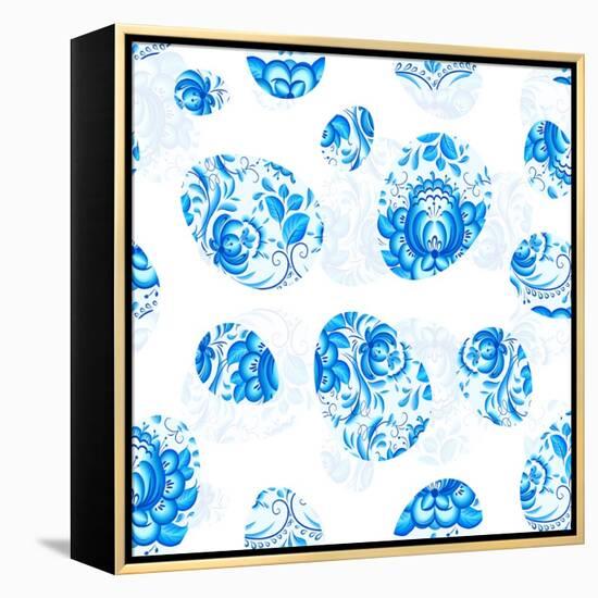 Blue Floral Easter Eggs Seamless Pattern-art_of_sun-Framed Stretched Canvas