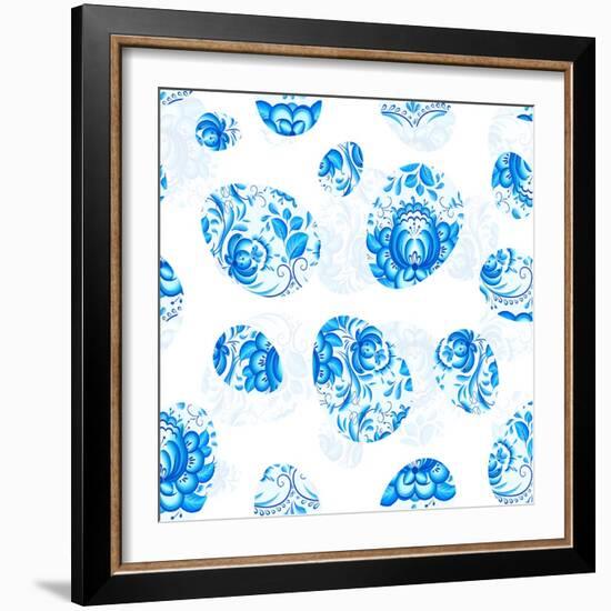 Blue Floral Easter Eggs Seamless Pattern-art_of_sun-Framed Art Print