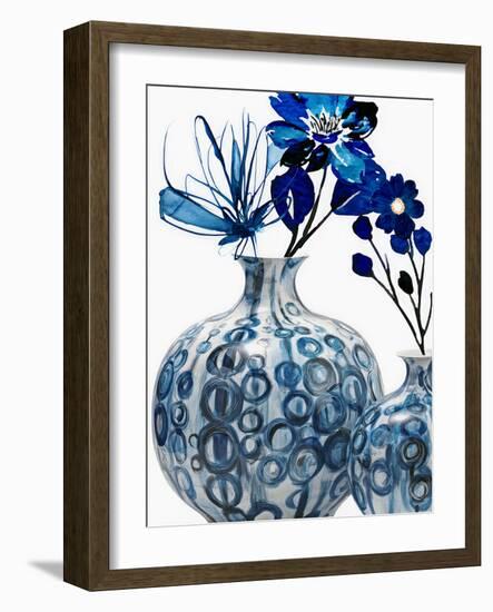 Blue Floral In Pots-Jesse Keith-Framed Art Print