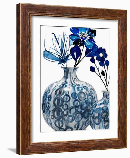 Blue Floral In Pots-Jesse Keith-Framed Art Print