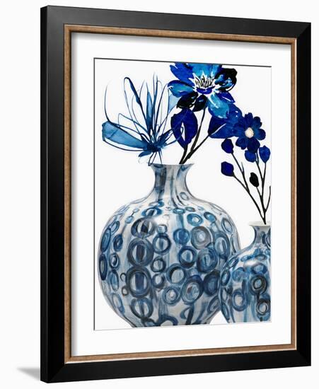 Blue Floral In Pots-Jesse Keith-Framed Art Print