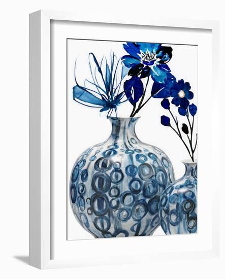 Blue Floral In Pots-Jesse Keith-Framed Art Print