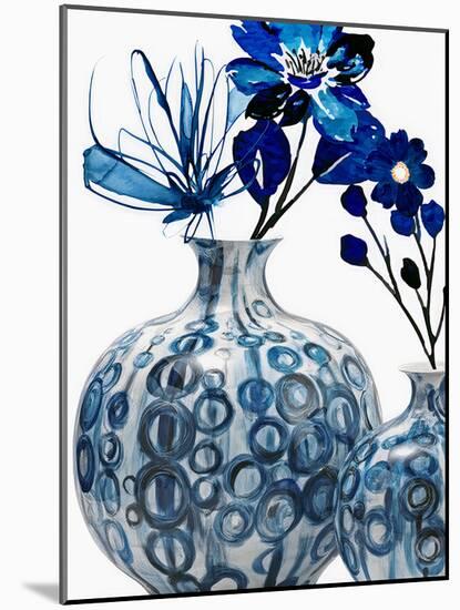 Blue Floral In Pots-Jesse Keith-Mounted Art Print