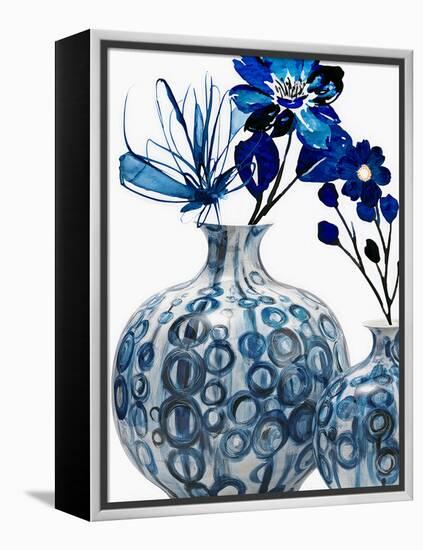 Blue Floral In Pots-Jesse Keith-Framed Stretched Canvas