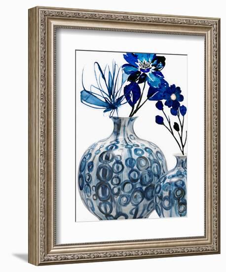 Blue Floral In Pots-Jesse Keith-Framed Premium Giclee Print