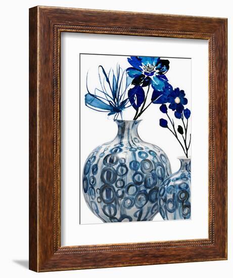 Blue Floral In Pots-Jesse Keith-Framed Premium Giclee Print