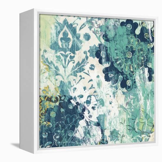 Blue Floral Layers I-June Vess-Framed Stretched Canvas
