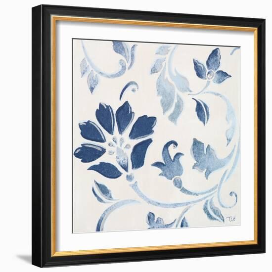 Blue Floral Shimmer I-Tiffany Hakimipour-Framed Premium Giclee Print