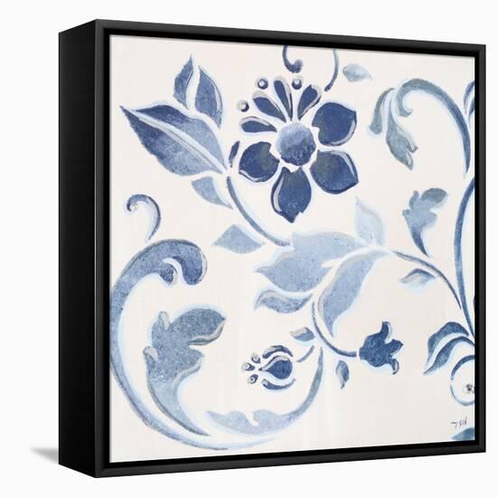 Blue Floral Shimmer II-Tiffany Hakimipour-Framed Stretched Canvas