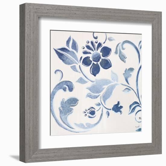 Blue Floral Shimmer II-Tiffany Hakimipour-Framed Art Print