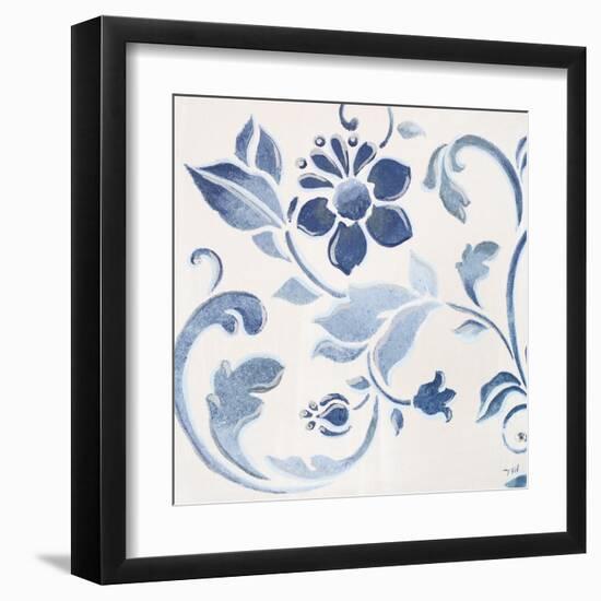 Blue Floral Shimmer II-Tiffany Hakimipour-Framed Art Print