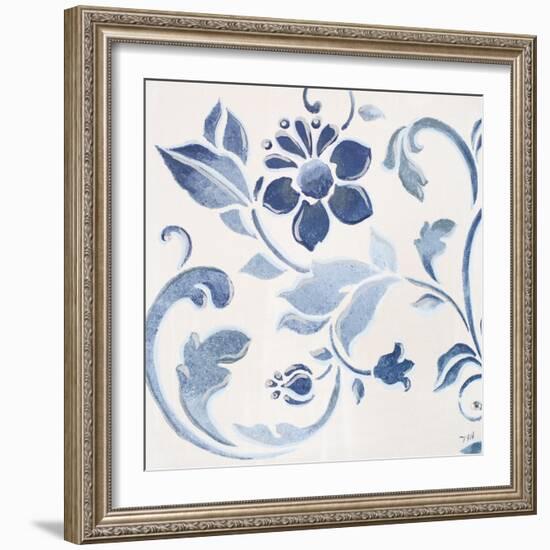 Blue Floral Shimmer II-Tiffany Hakimipour-Framed Art Print