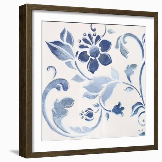 Blue Floral Shimmer II-Tiffany Hakimipour-Framed Art Print