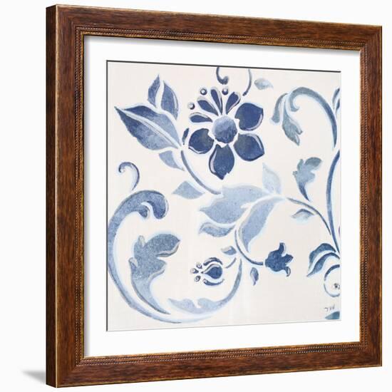 Blue Floral Shimmer II-Tiffany Hakimipour-Framed Art Print