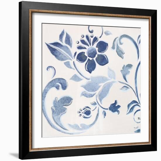 Blue Floral Shimmer II-Tiffany Hakimipour-Framed Art Print