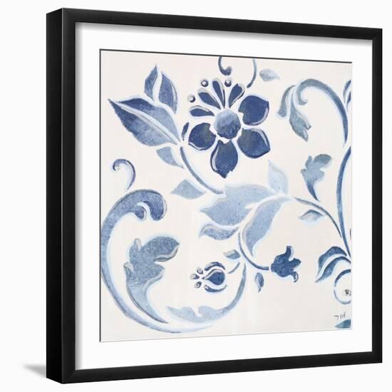 Blue Floral Shimmer II-Tiffany Hakimipour-Framed Art Print