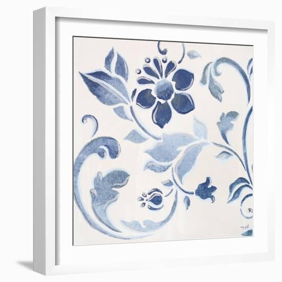 Blue Floral Shimmer II-Tiffany Hakimipour-Framed Art Print