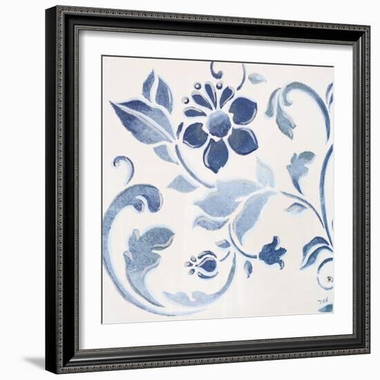 Blue Floral Shimmer II-Tiffany Hakimipour-Framed Art Print