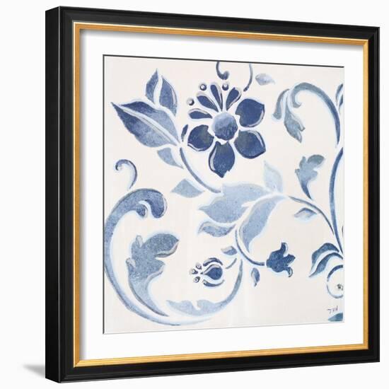 Blue Floral Shimmer II-Tiffany Hakimipour-Framed Art Print