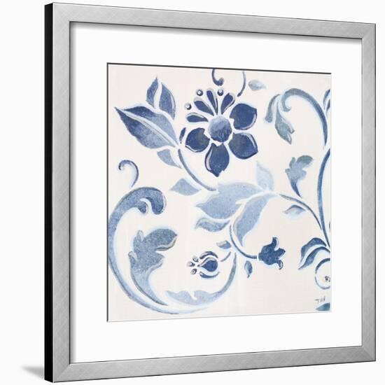 Blue Floral Shimmer II-Tiffany Hakimipour-Framed Premium Giclee Print