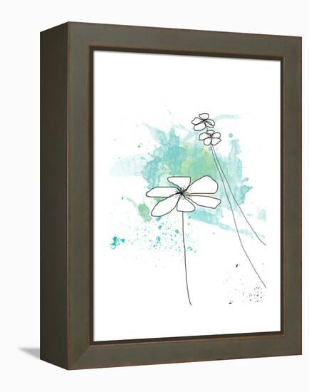 Blue Floral Splash-Jan Weiss-Framed Stretched Canvas