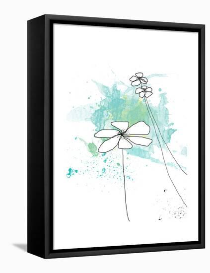 Blue Floral Splash-Jan Weiss-Framed Stretched Canvas