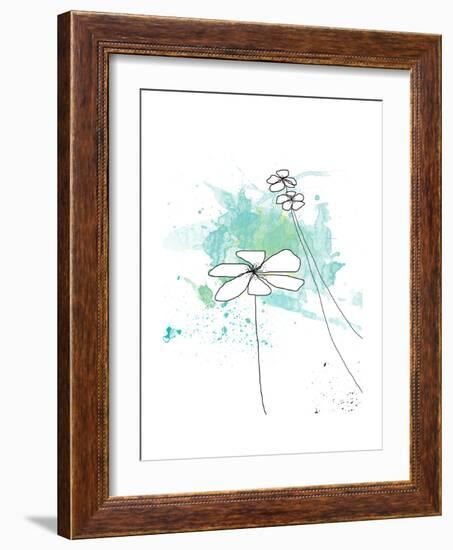 Blue Floral Splash-Jan Weiss-Framed Premium Giclee Print