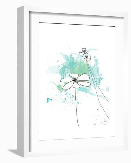 Blue Floral Splash-Jan Weiss-Framed Premium Giclee Print