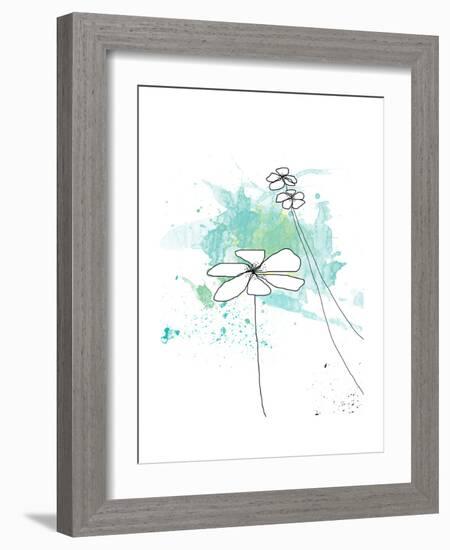 Blue Floral Splash-Jan Weiss-Framed Art Print