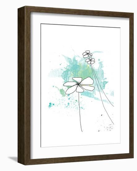 Blue Floral Splash-Jan Weiss-Framed Art Print