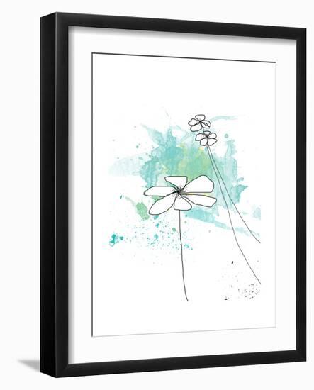 Blue Floral Splash-Jan Weiss-Framed Art Print