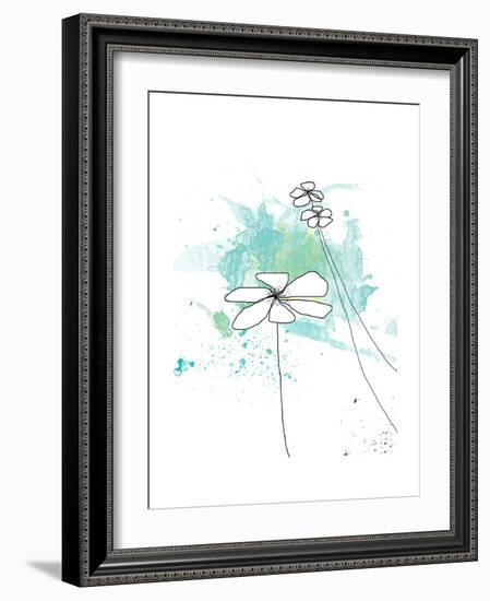 Blue Floral Splash-Jan Weiss-Framed Art Print