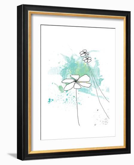 Blue Floral Splash-Jan Weiss-Framed Art Print