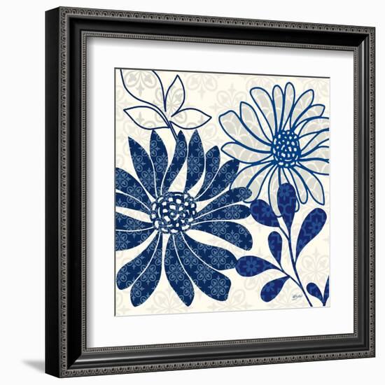 Blue Floralesque 1-Bella Dos Santos-Framed Art Print