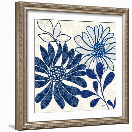 Blue Floralesque 1-Bella Dos Santos-Framed Art Print