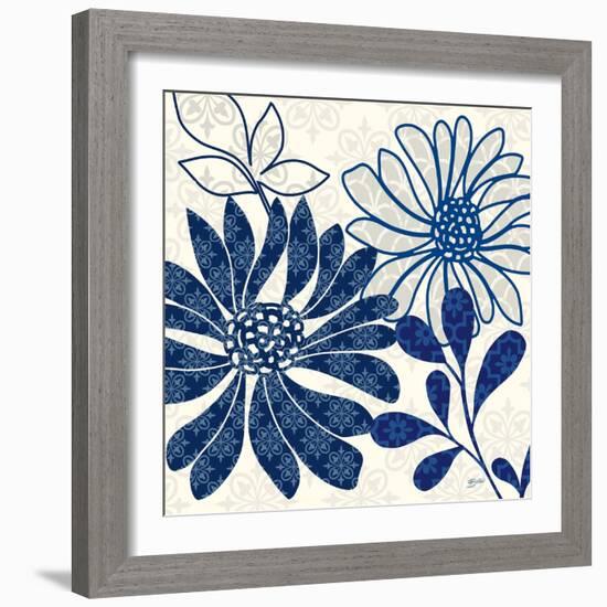 Blue Floralesque 1-Bella Dos Santos-Framed Art Print