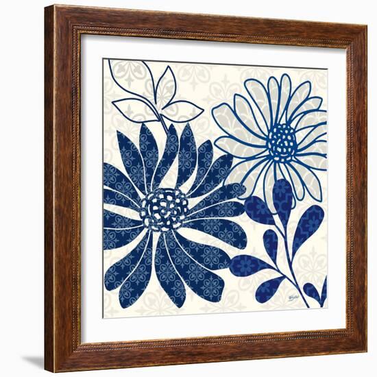 Blue Floralesque 1-Bella Dos Santos-Framed Art Print