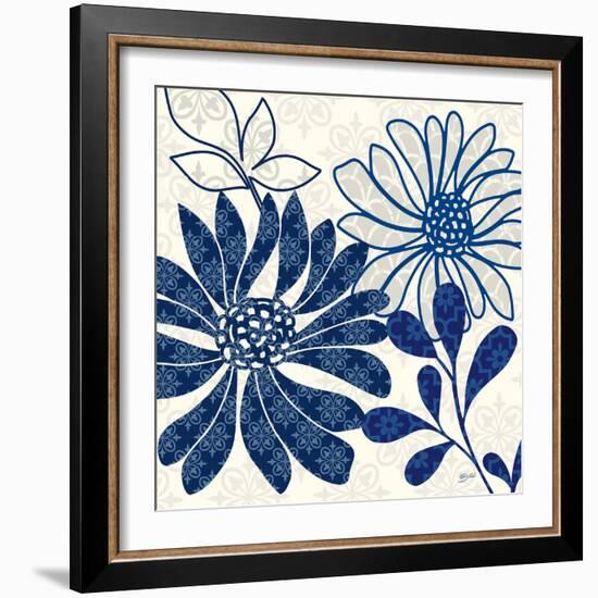 Blue Floralesque 1-Bella Dos Santos-Framed Art Print