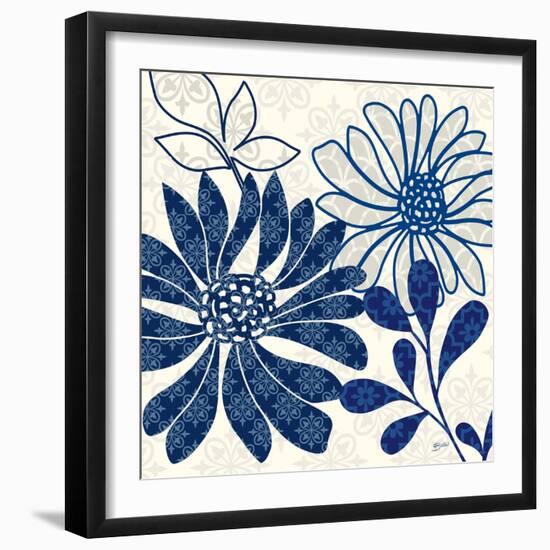 Blue Floralesque 1-Bella Dos Santos-Framed Art Print