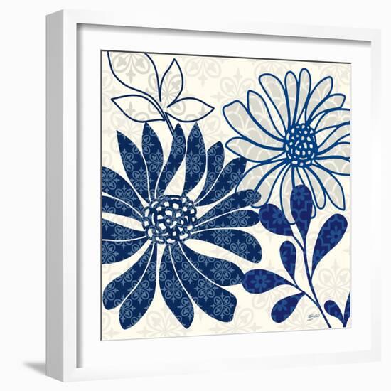 Blue Floralesque 1-Bella Dos Santos-Framed Art Print