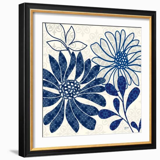 Blue Floralesque 1-Bella Dos Santos-Framed Art Print