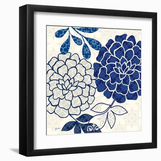 Blue Floralesque 2-Bella Dos Santos-Framed Art Print