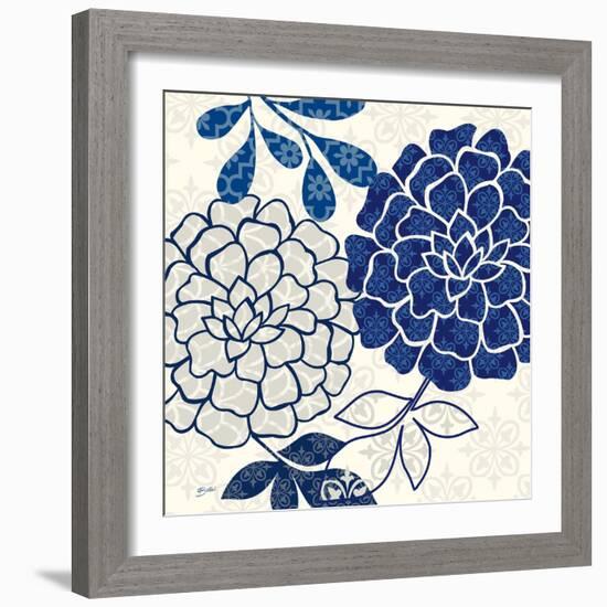 Blue Floralesque 2-Bella Dos Santos-Framed Art Print