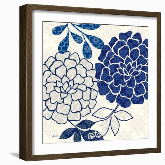 Blue Floralesque 2-Bella Dos Santos-Framed Art Print