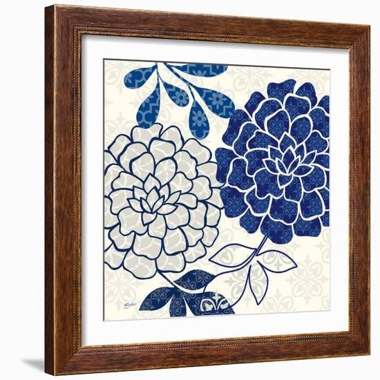 Blue Floralesque 2-Bella Dos Santos-Framed Art Print